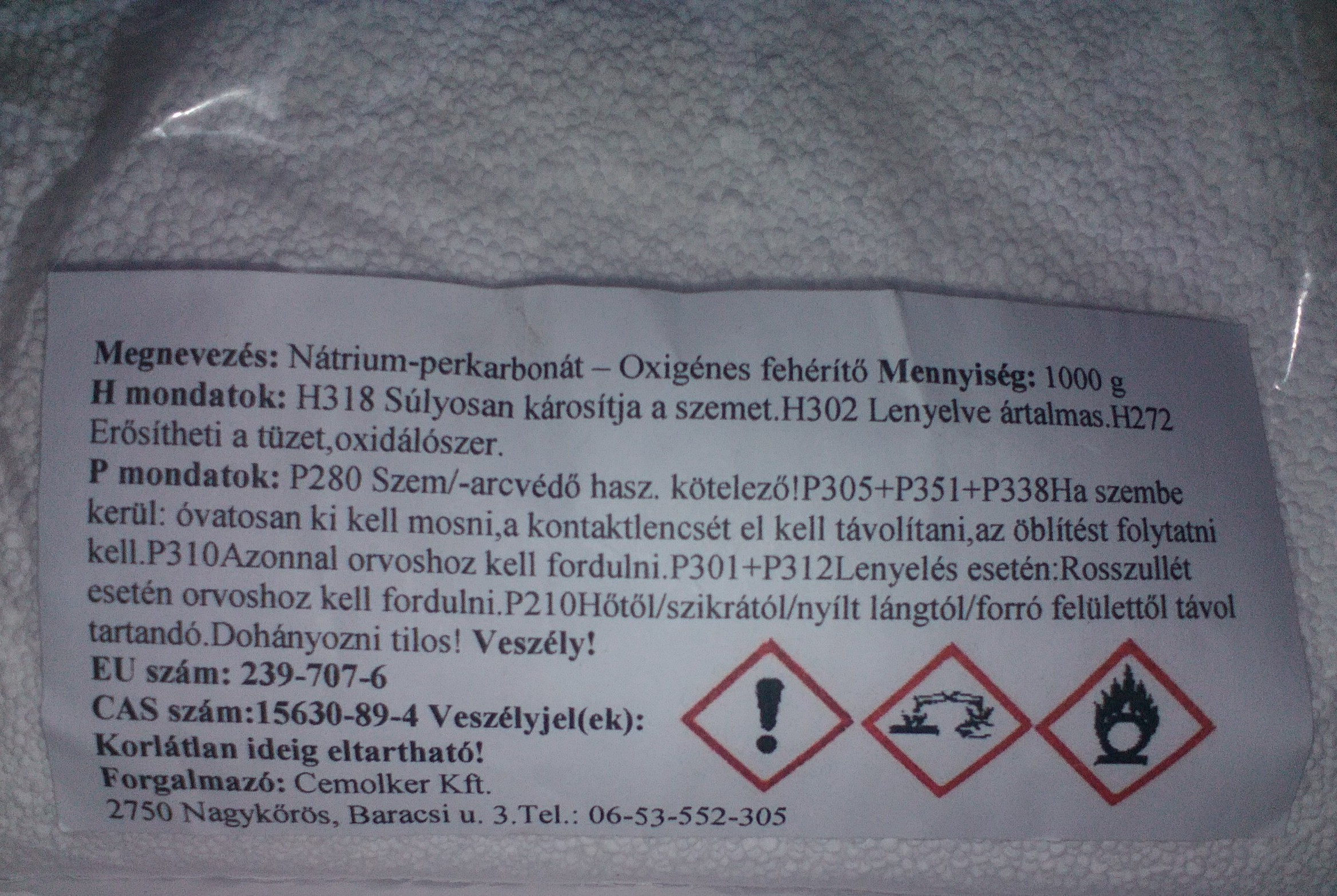 Aktív oxigénes fehérítő - Nátrium-perkarbonát