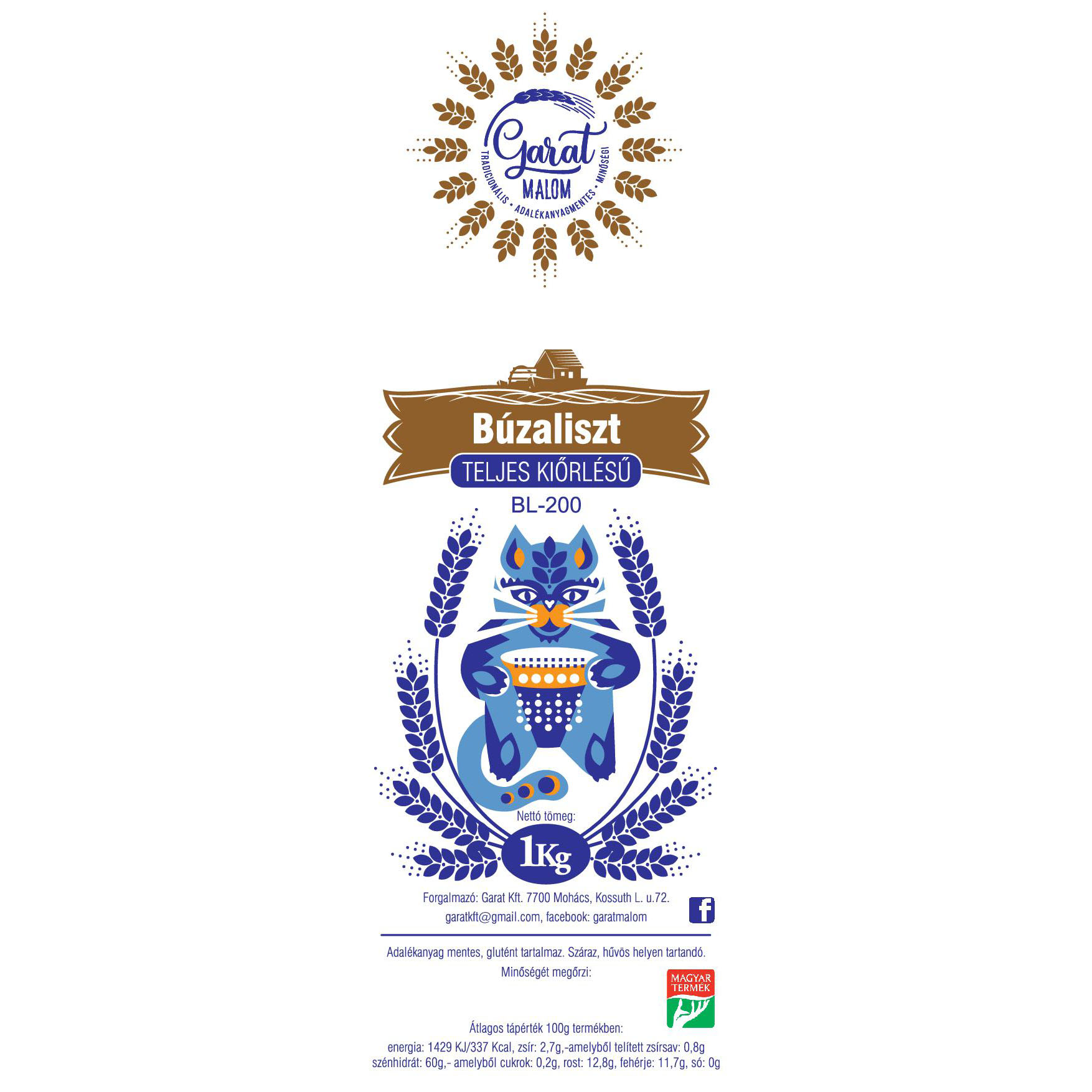 Garat malom - BL-200 Teljeskiőrlésű búzaliszt